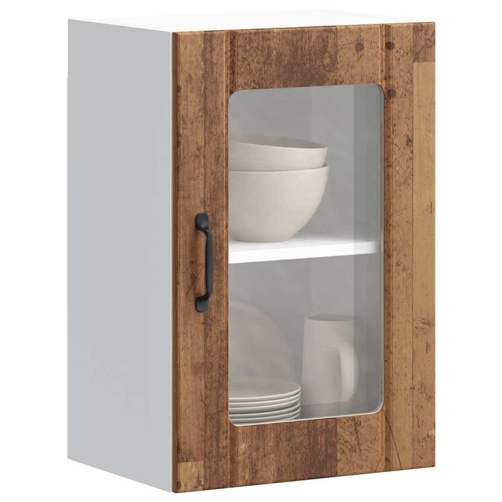 vidaXL Hängeschrank 40 x 31 x 60 cm Küchen-Hängeschrank mit Glastür Lucca Altholz-Optik