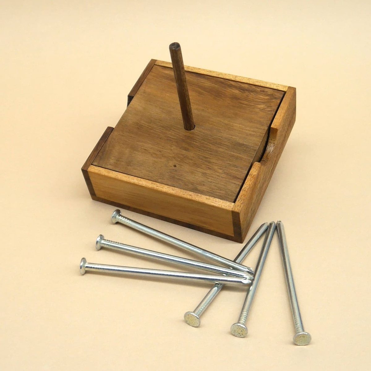 ROMBOL Denkspiele Spiel SCHWEBENDE NÄGEL - überraschendes Denkspiel, Knobelspiel, Holzpuzzle