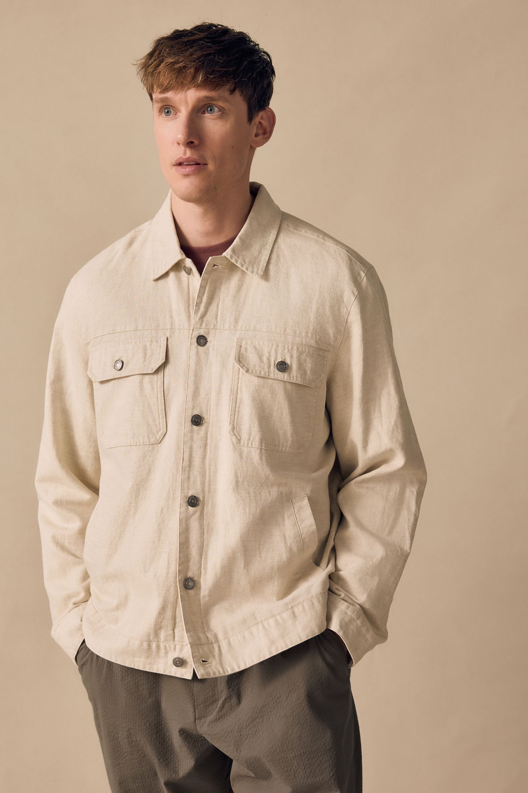 Hemdjacke Leichte Hemdjacke aus Baumwoll-Leinen-Mischung