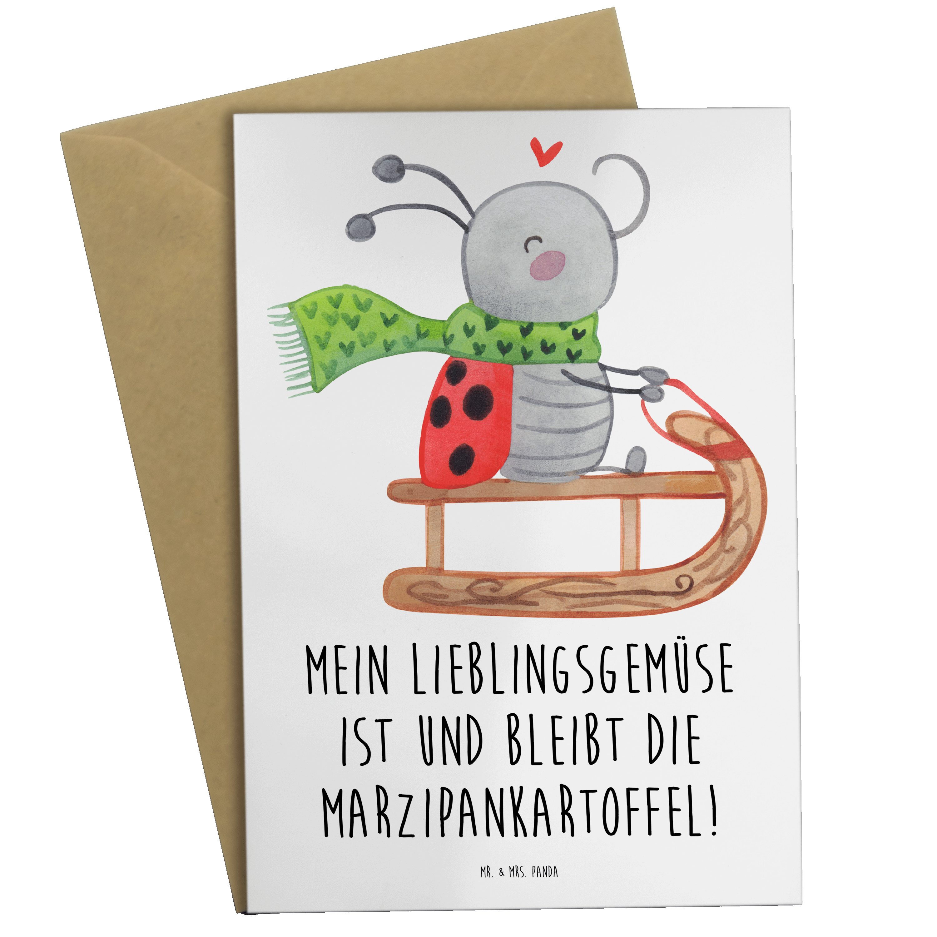 Weihnachten, - Weiß & Mrs. Einladu Rodeln - Smörle Weihnachtsdeko, Mr. Grußkarte Panda Geschenk,