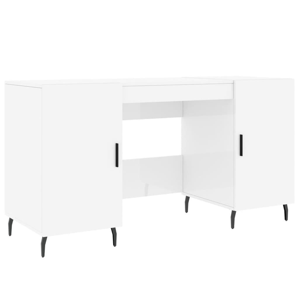 Holzwerkstoff furnicato Schreibtisch 140x50x75 Hochglanz-Weiß cm