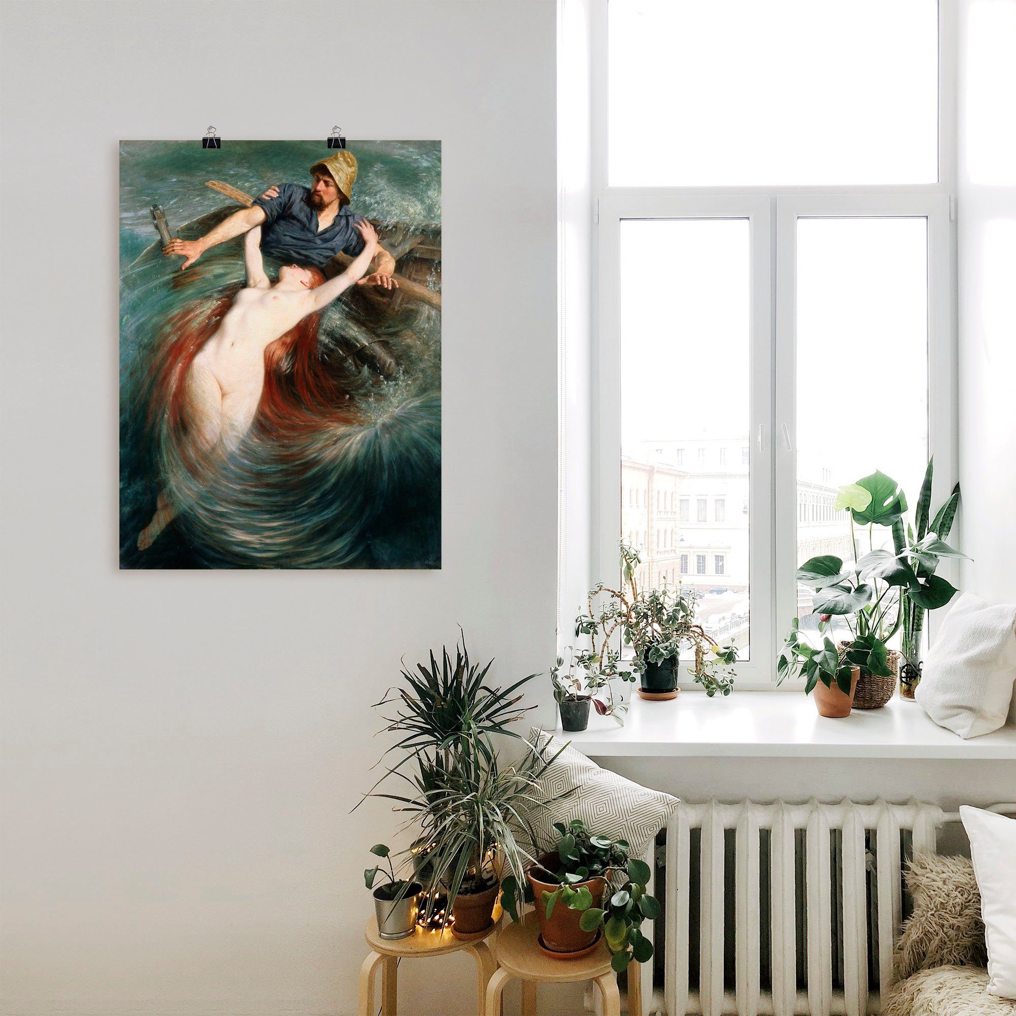 Leinwandbild, klassische (1 Wandaufkleber in Sirene., Fischer oder Wandbild St), Ein in einer Poster versch. Fantasie als den Fängen Größen Artland