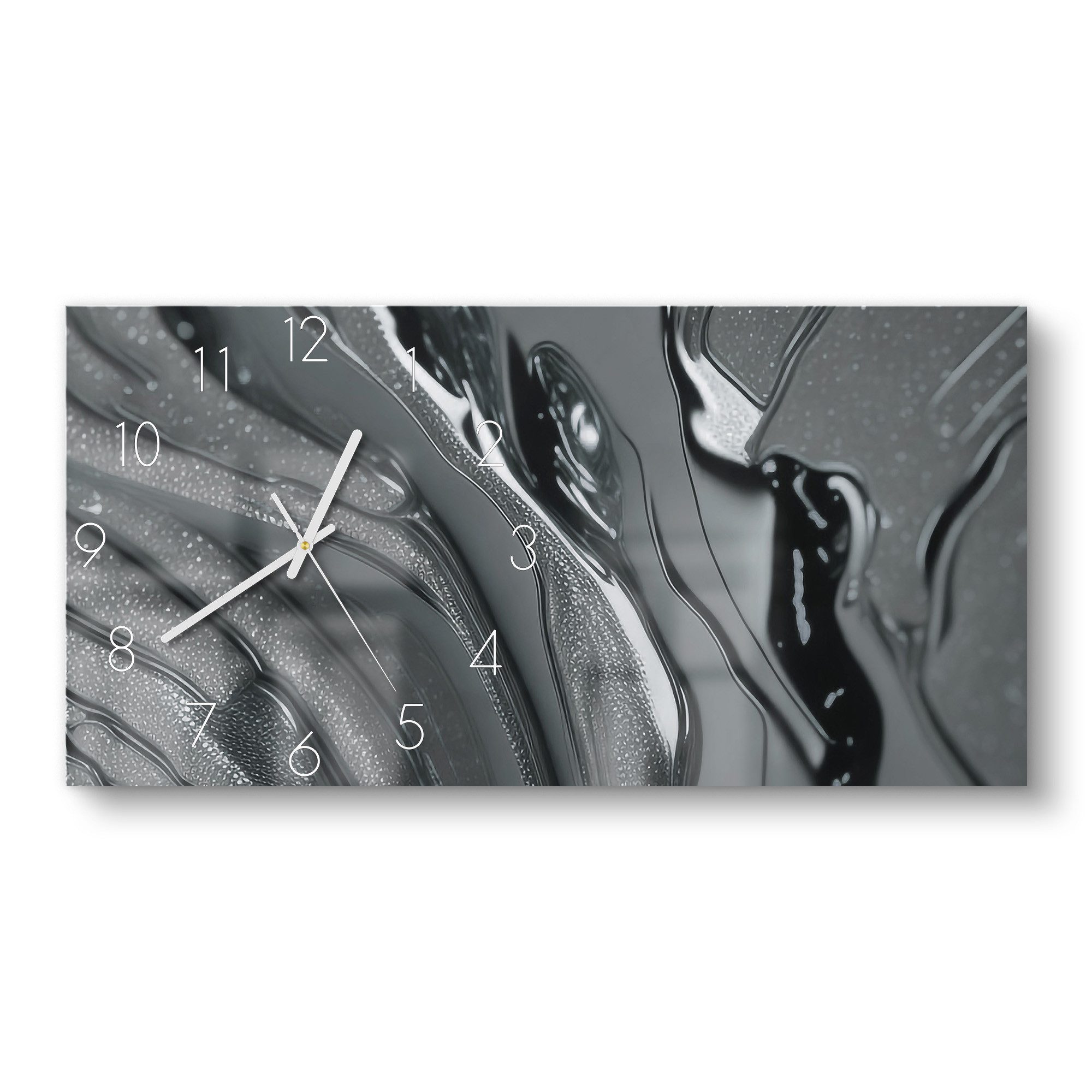 DEQORI Wanduhr 'Metallische Flusslinien' (Glas Glasuhr modern Wand Uhr Design Küchenuhr)