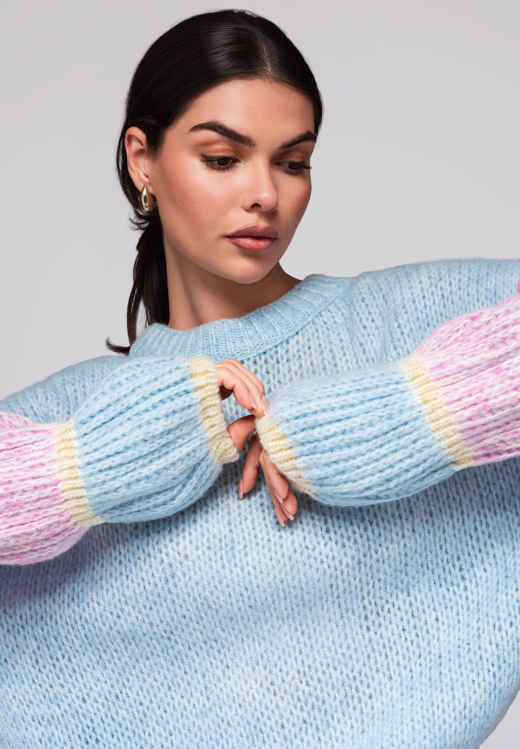 OMBRE Rundhalspullover Pullover mit Farbverlauf