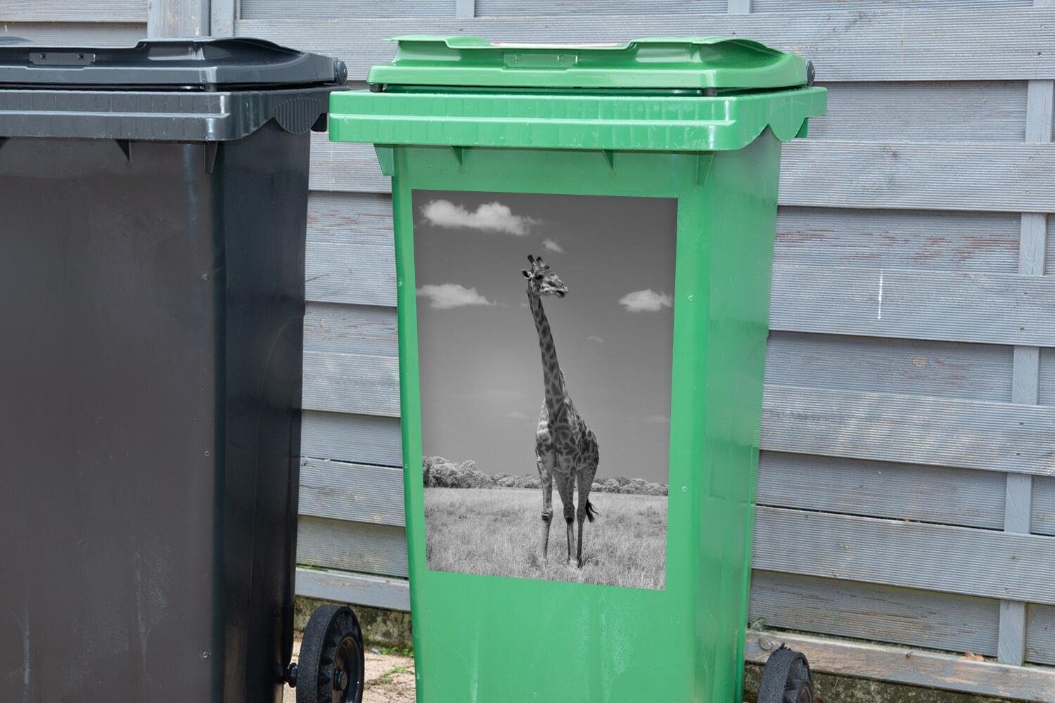 Wandsticker MuchoWow Mülltonne, Giraffe Mülleimer-aufkleber, Feld Abfalbehälter St), Sticker, schwarz-weiß Container, in (1 auf