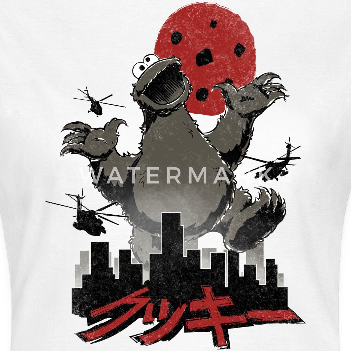 Spreadshirt T-Shirt Sesamstraße Krümelmonster Cookiezilla Frauen T-Shirt (1-tlg) Slim Fit, fällt klein aus