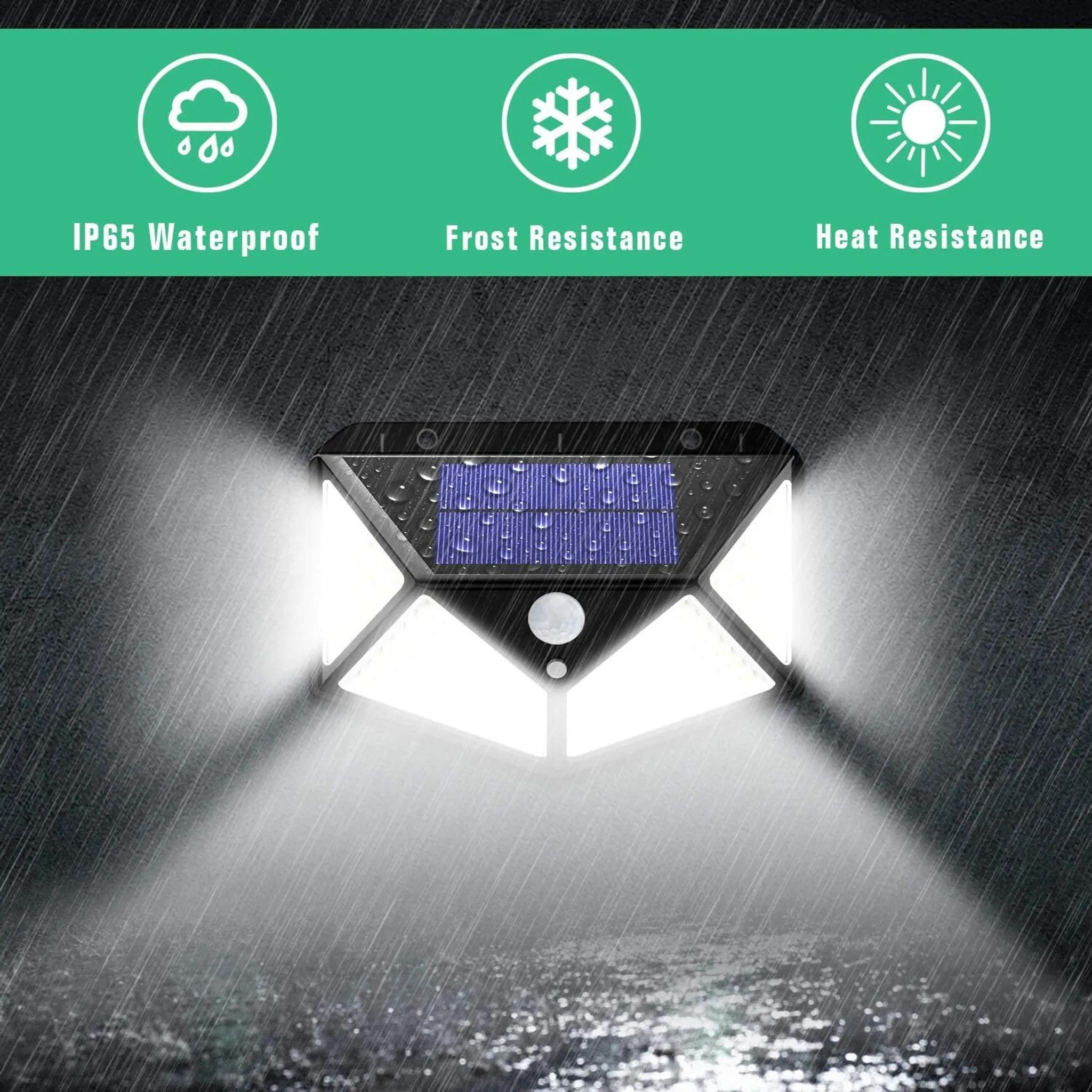Athlix LED Solarleuchte Solarlampe Solarleuchten 100 LEDs Außen mit Bewegungsmelder Superhell, LED fest integriert, Tageslichtweiß, IP65 wasserdicht & wetterfes – Bild 2 von 5