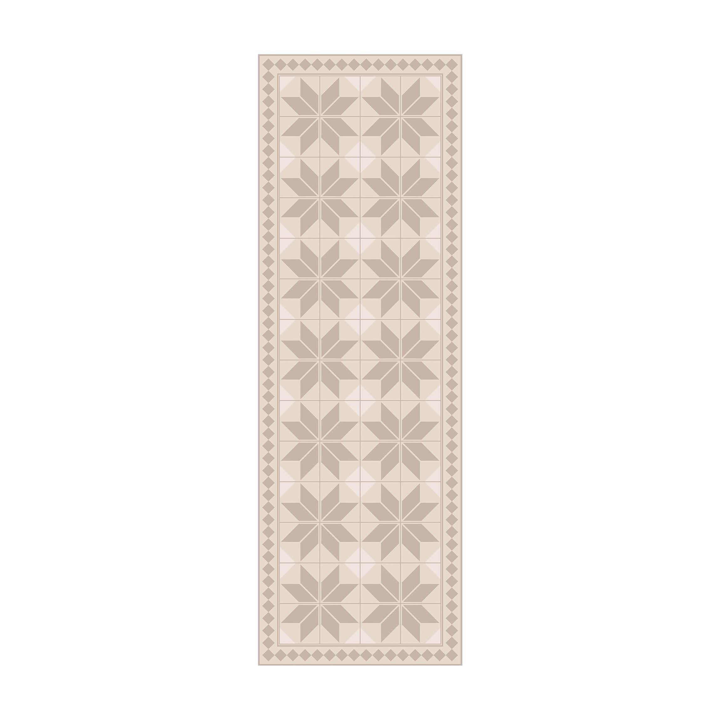 Bilderdepot24 Teppich Teppich Vinyl Flur Küche Fliesen Muster funktional lang modern, Läufer - beige glatt, nass wischbar (Schmutz, Tierhaare) Saugroboter & Bodenheizung geeignet