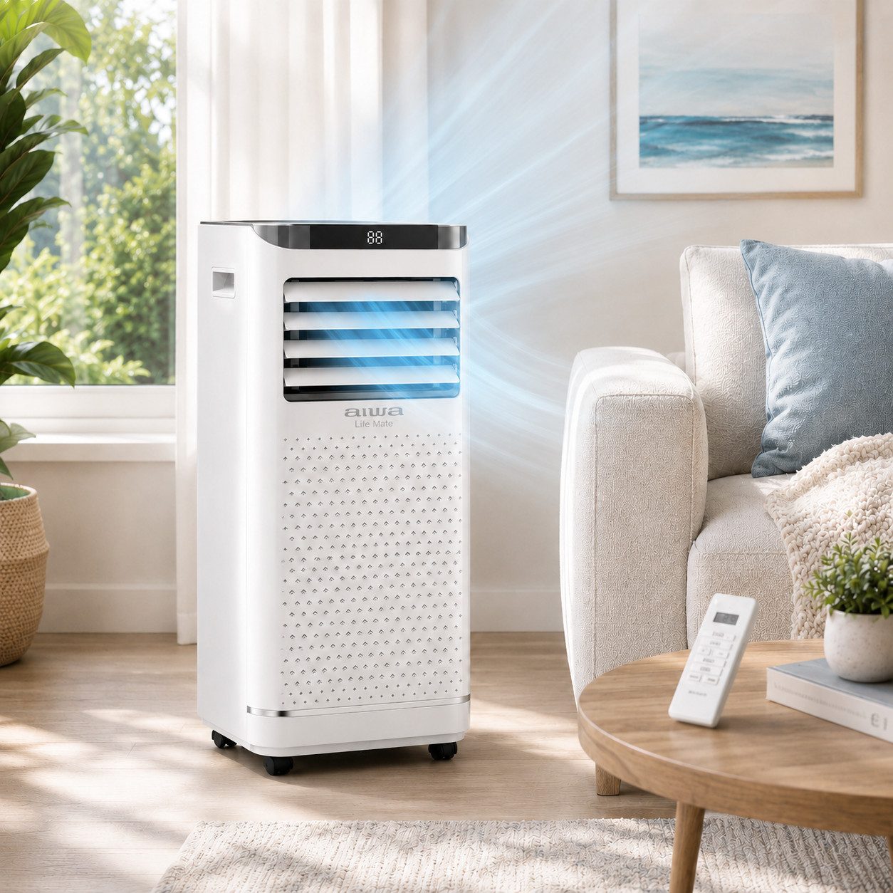 VESKA Klimagerät Klimaanlage Mobil 9000 BTU/h - 2.600 Watt, Monoblock mit WiFi/ App - Fernbedienung, Timer, Luftentfeuchter