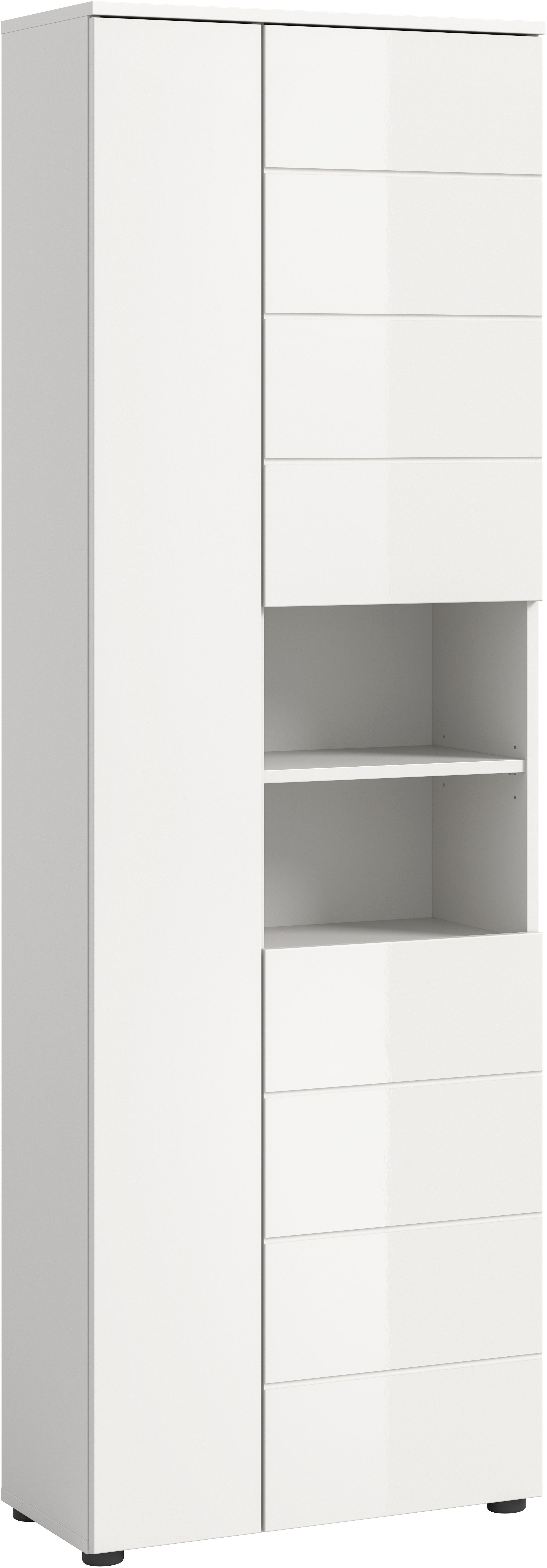 welltime Hochschrank BIEL, 190 cm, 3 Türen, 2 offene Fächer (1-St) Türanschlag wechselbar, modernes Design, Badschrank, Unterschrank, Bad