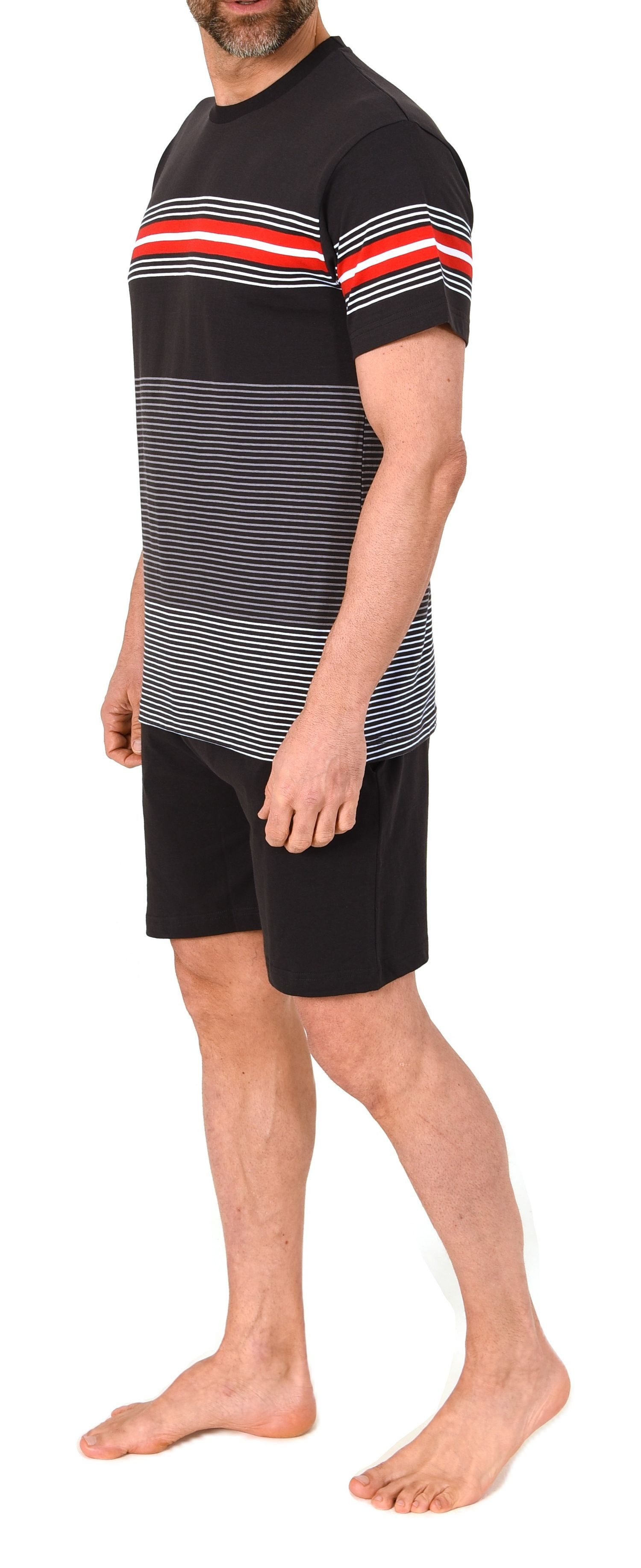 Normann Pyjama Normann Herren kurzarm Schlafanzug Shorty in eleganten Streifendesign – Bild 3 von 5
