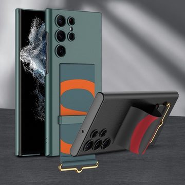 Wigento Handyhülle Für Samsung Galaxy S22 Ultra 5G Kunststoff Design Schlaufe Handy Tasche Hülle Etuis Grün