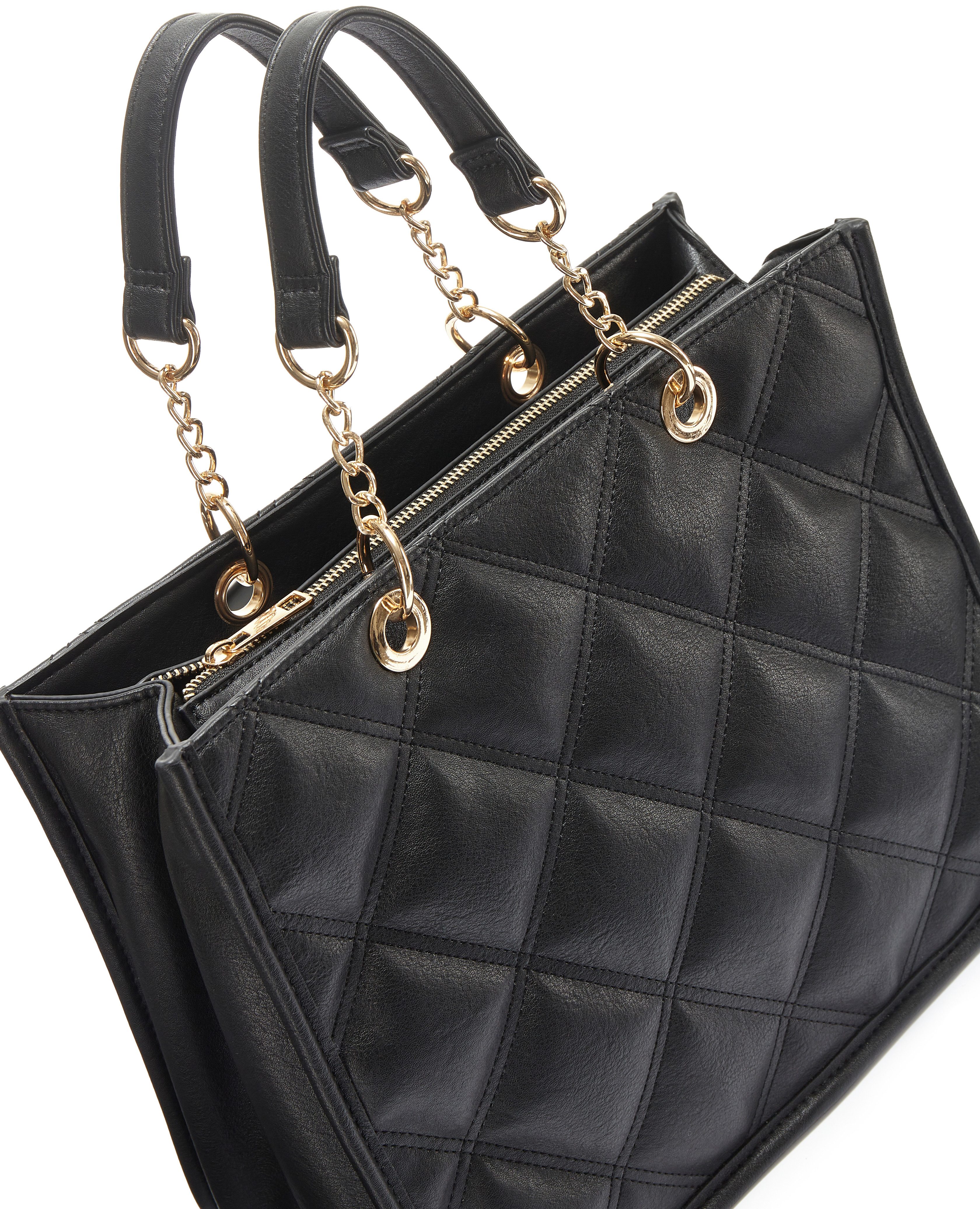 Vivance by Lascana Handtasche Henkeltasche, Schultertasche, Minibag, Damentasche, mit modischer Steppung und Ketten-Details VEGAN – Bild 4 von 5