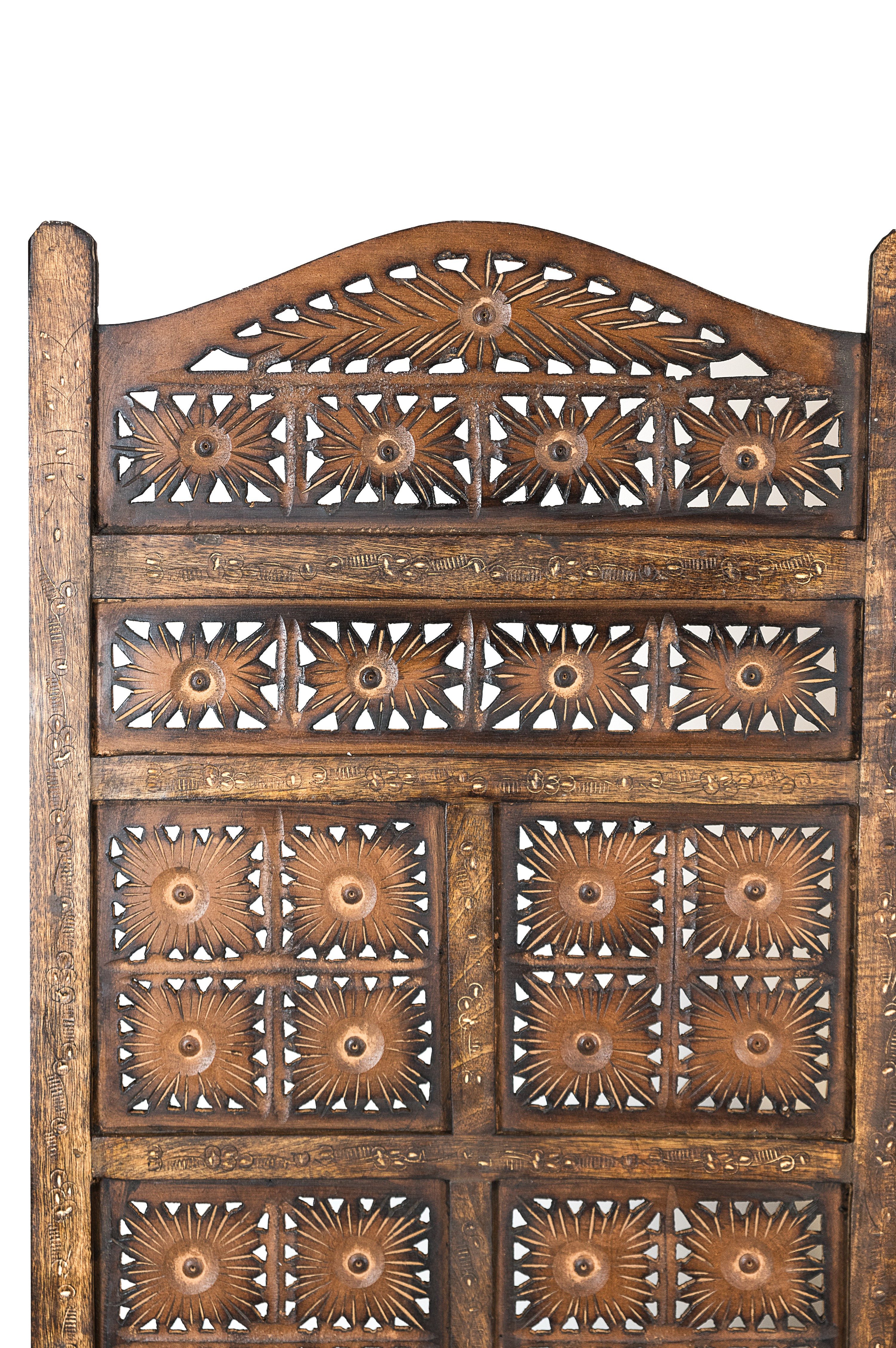 Marrakesch Orient & Mediterran Interior Paravent Paravent Kamala Raumteiler Holz Handarbeit orientalisch 200cm (1 St), Handarbeit