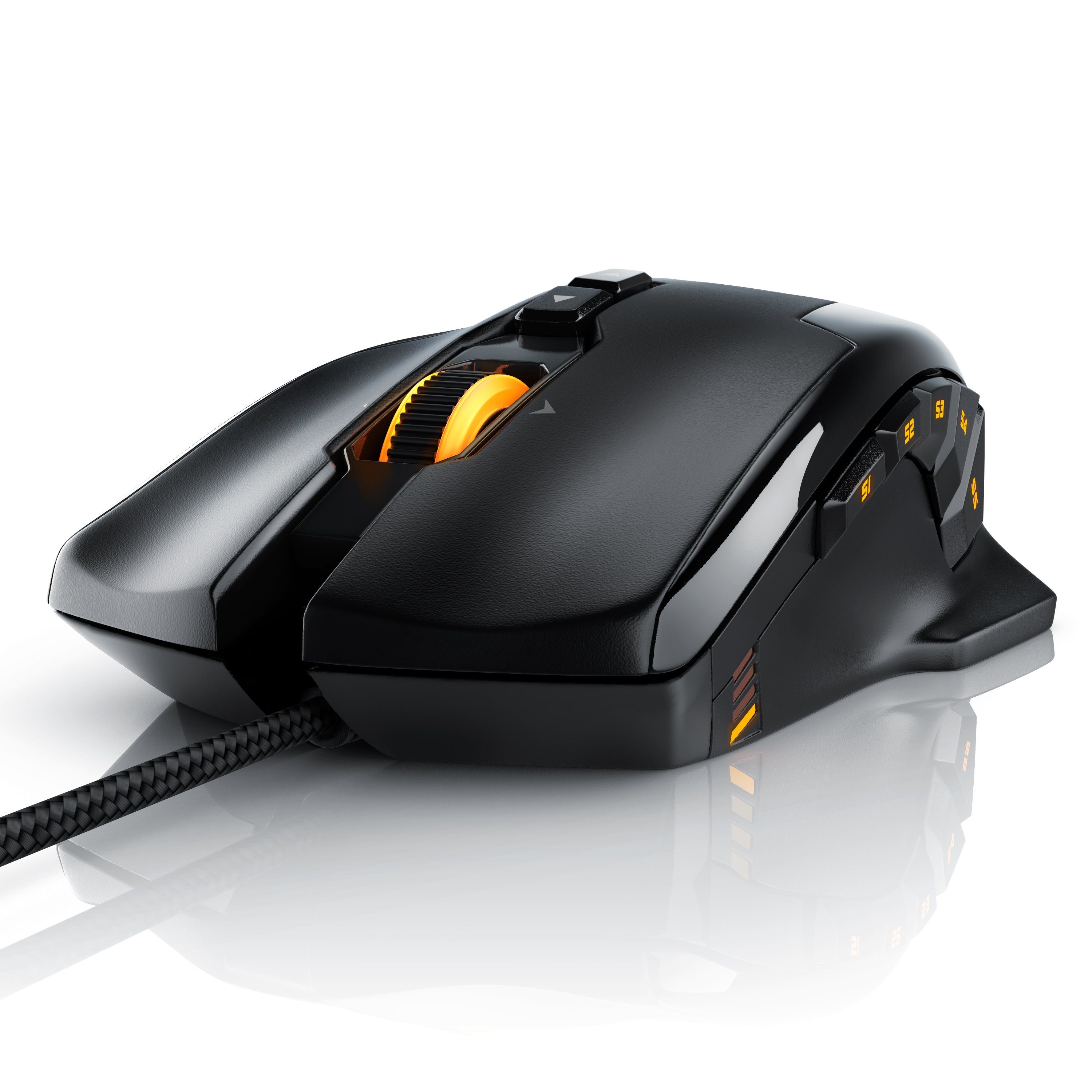 Titanwolf Gaming-Maus (kabelgebunden, 1000 LEDs, 10800dpi, Gaming Gewichts-Justierung) mit USB Laser dpi, RGB Mouse