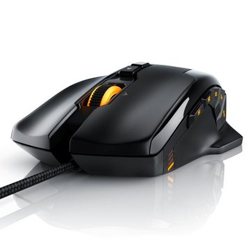 Titanwolf Gaming-Maus (kabelgebunden, 1000 dpi, USB Gaming Laser Mouse mit 10800dpi, RGB LEDs, Gewichts-Justierung)