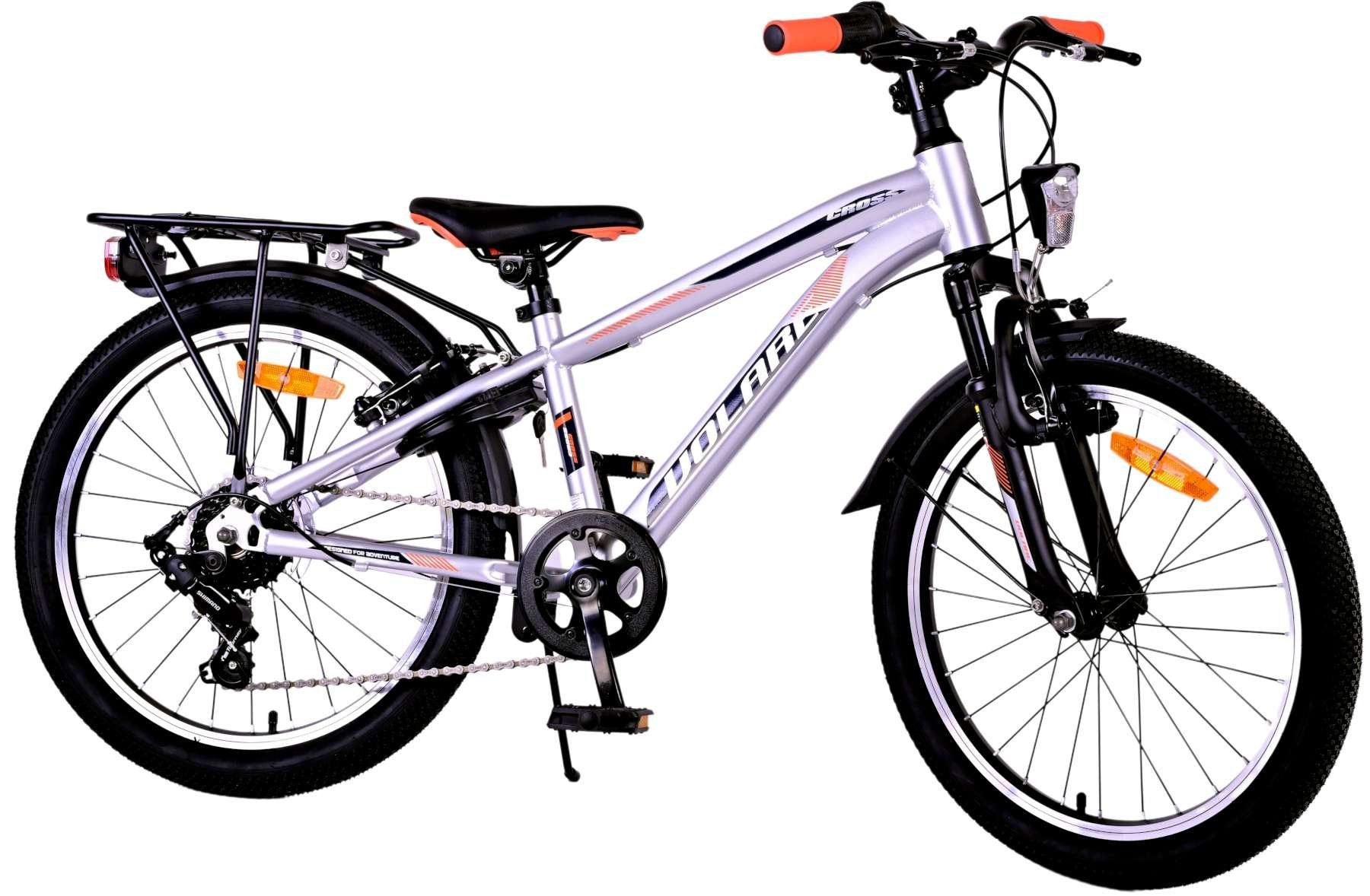 TPFSports Kinderfahrrad Volare Cross 20 Zoll mit Rücktritt und Handbremse, 6 Gang, (Jungsfahrrad - Jungen Kinderrad - 6 Gänge - Sicherheitsgriffe), Kinderfahrrad 20 Zoll - Jugend Fahrrad - Kinder Jugend Fahrrad Silber