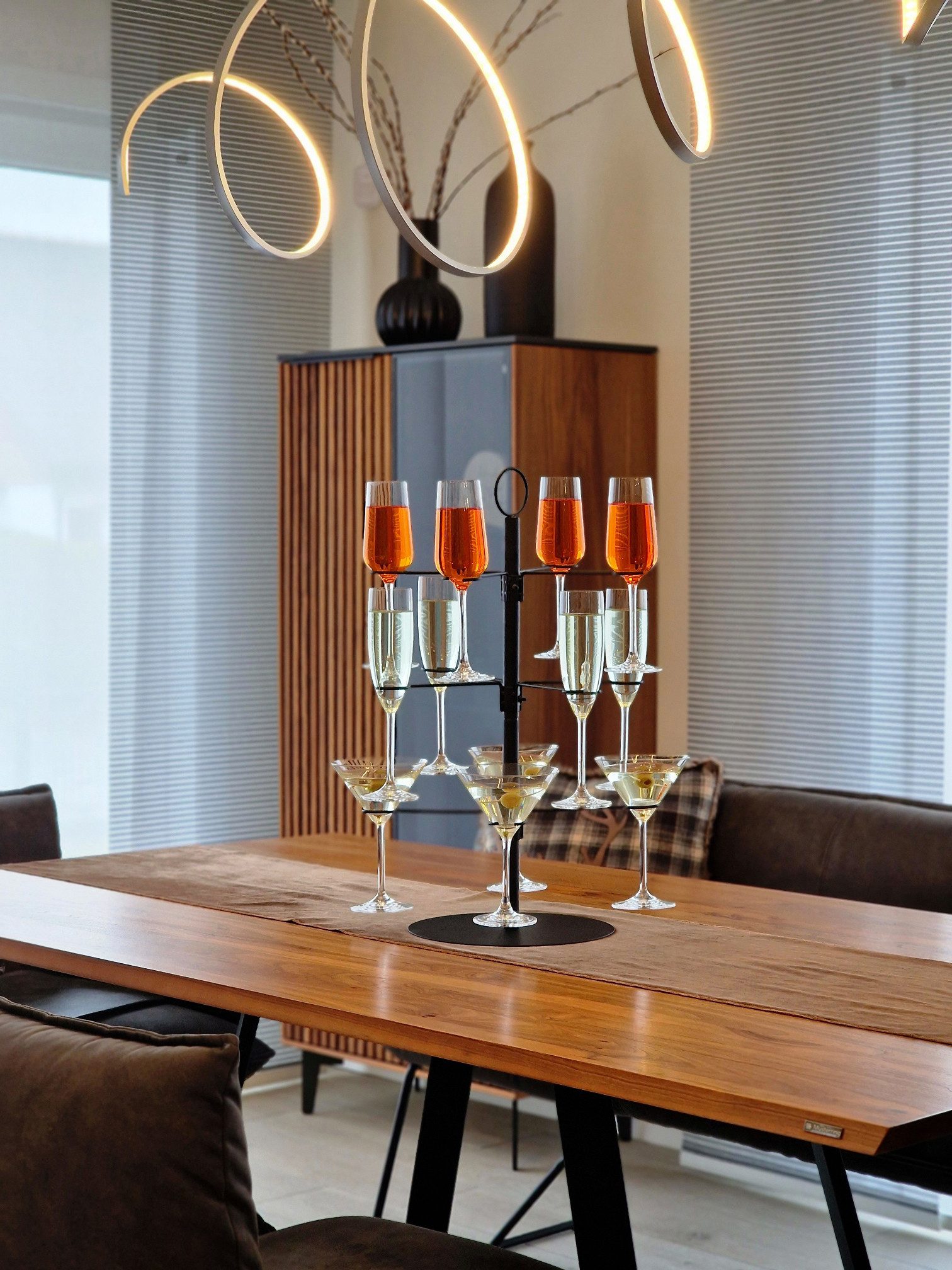 matrasa Etagere Cocktailbaum Sektständer Glasständer Champagnerturm Getränkeständer, Metall, für 12 Sektgläser, Schwarz