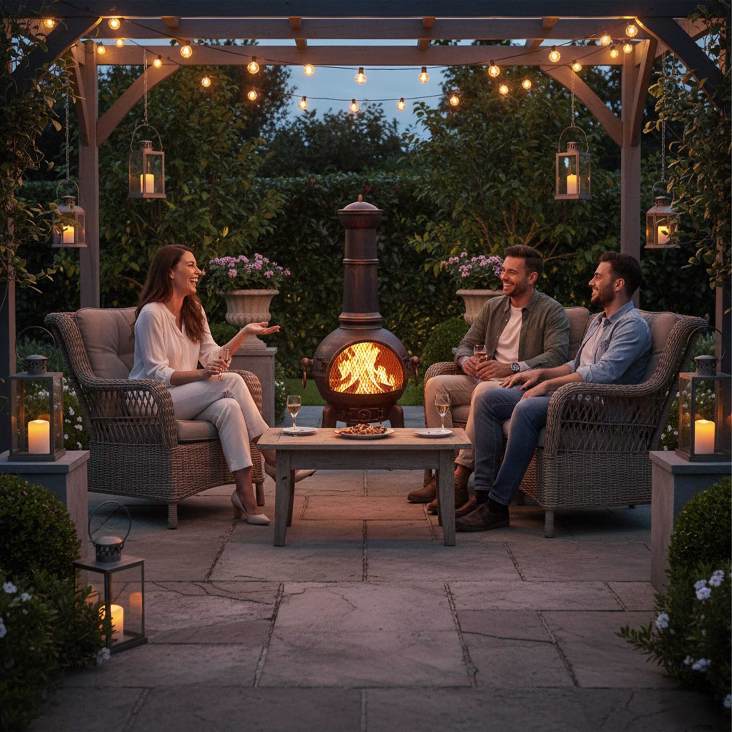 relaxdays Feuerkorb Großer Terrassenofen