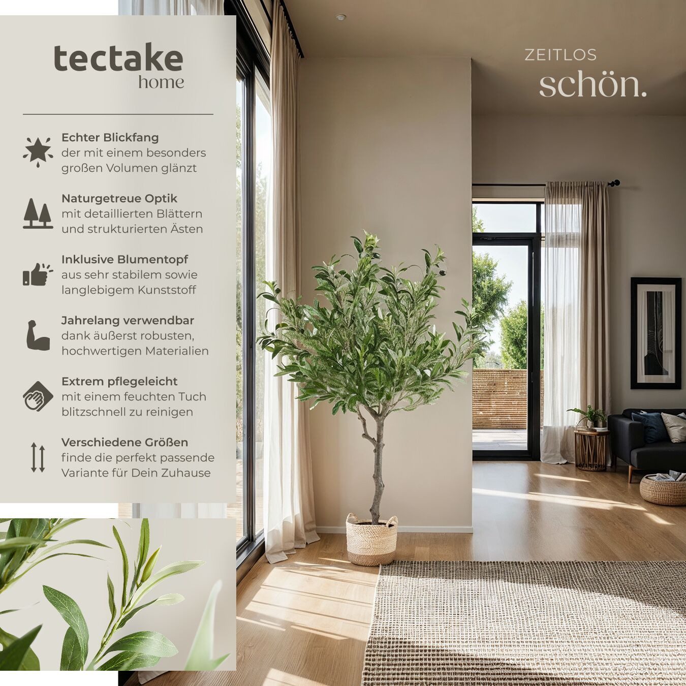 Künstliche Zimmerpflanze Künstlicher Olivenbaum Olivenbaum, tectake, Höhe 1 günstig online kaufen
