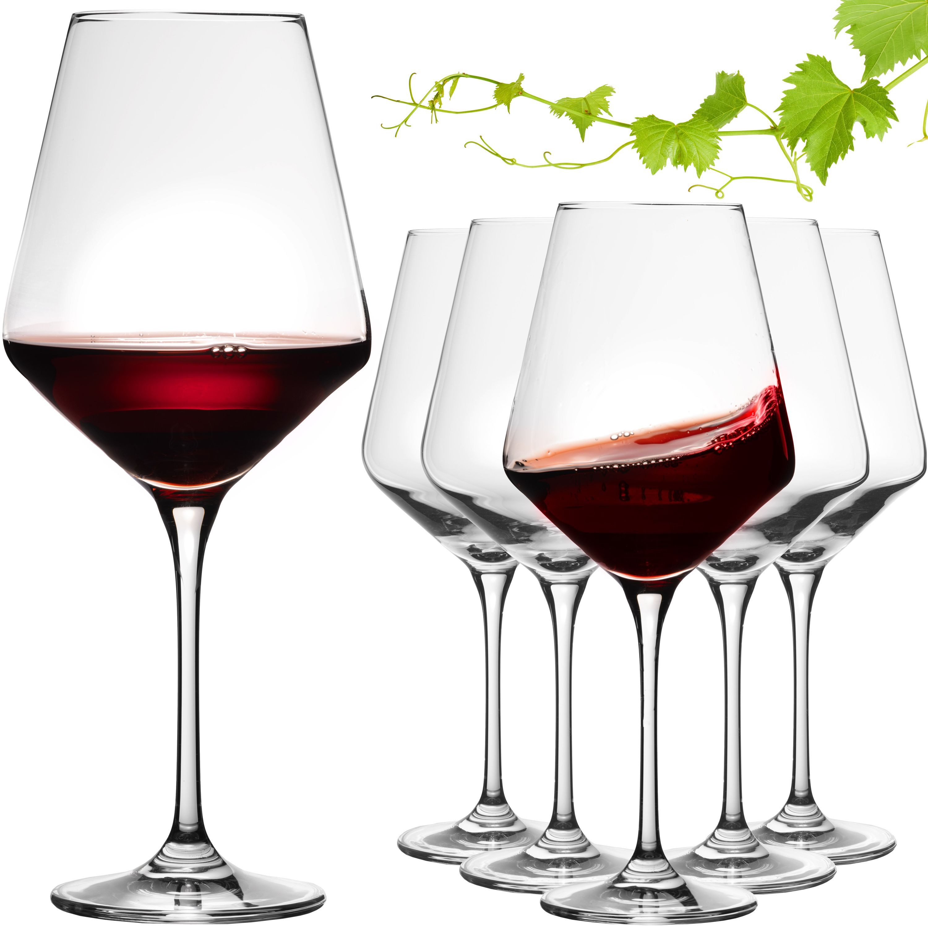 IMPERIAL glass Weinglas Rotweingläser 580ml Set 6-Teilig "Athen", Crystalline Glas, Bordeauxgläser aus Crystalline Glas Weinglas Spülmaschinenfest