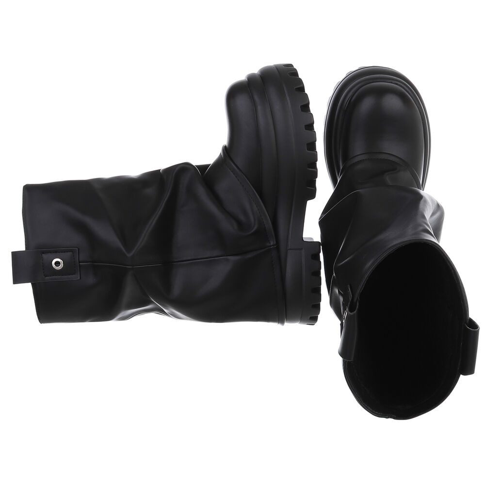 Ital-Design Modische Stiefeletten aus hochwertigem Material für Damen Westernstiefelette (90514976) Blockabsatz Stiefeletten in Schwarz