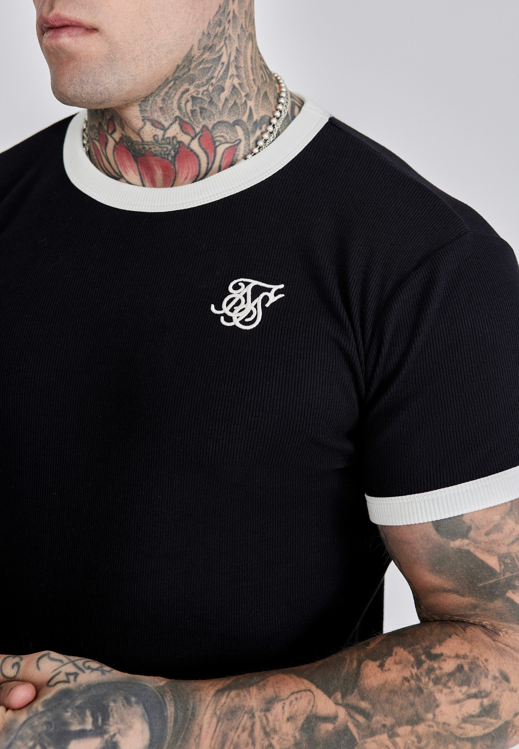 Siksilk T-Shirt SikSilk Herren Geripptes Ringer T-Shirt günstig online kaufen