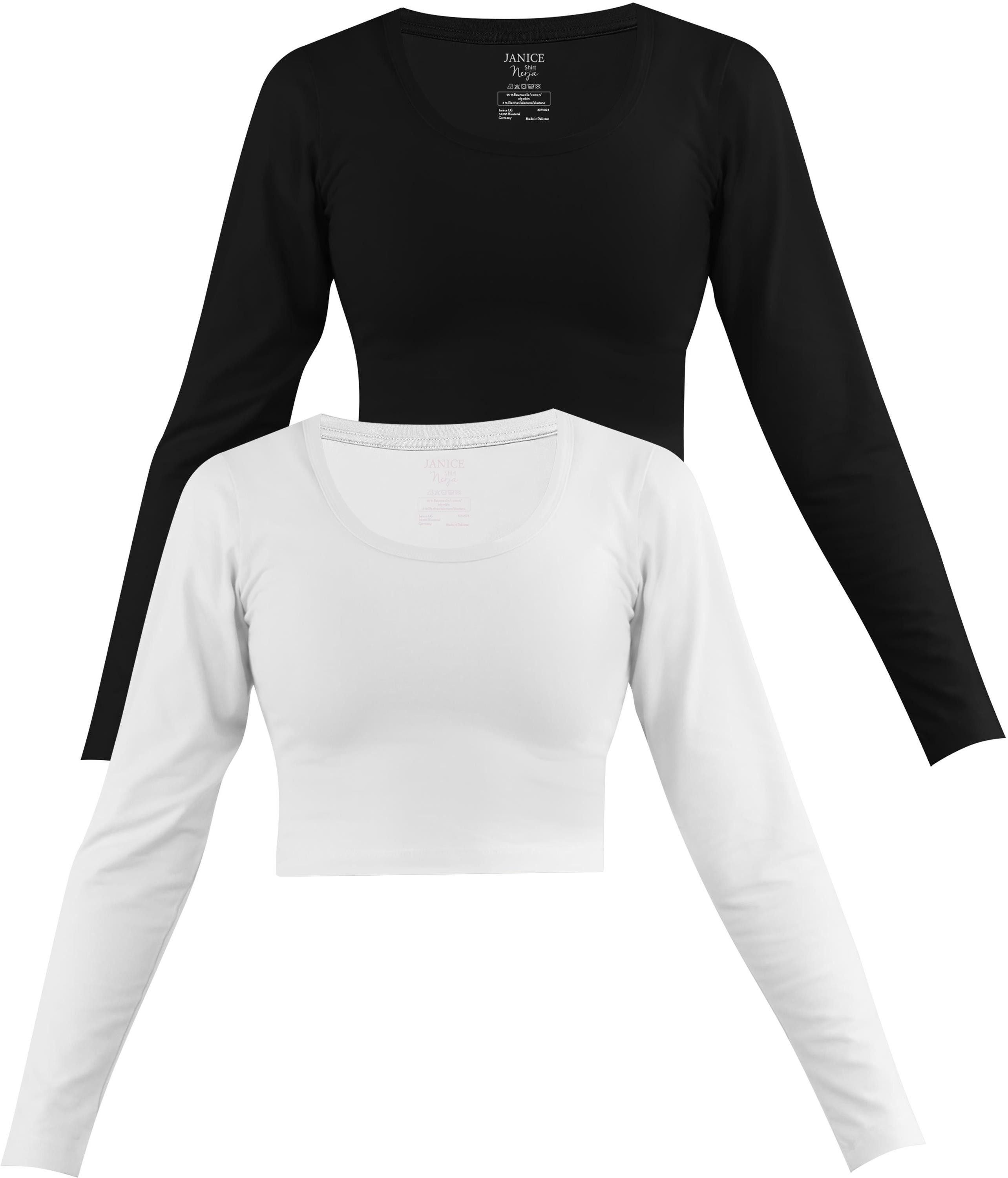 Langarmshirt 2 x Damen crop Langarmshirt Nerja