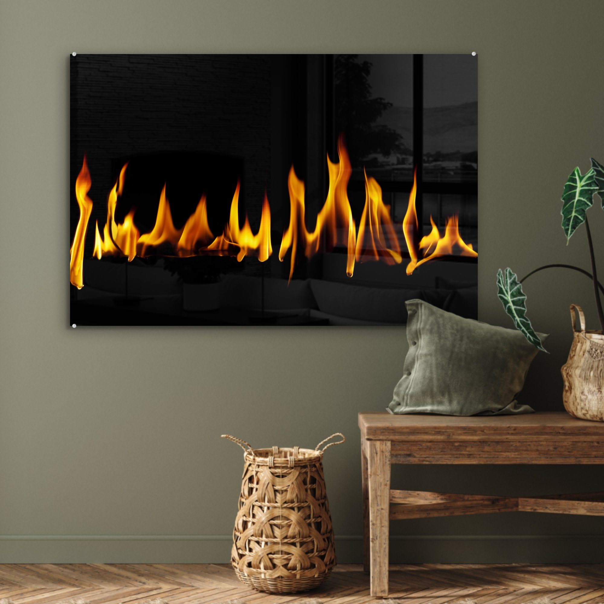 Flamme, einer Wohnzimmer St), & MuchoWow Bild kleinen (1 Acrylglasbild Schlafzimmer Acrylglasbilder