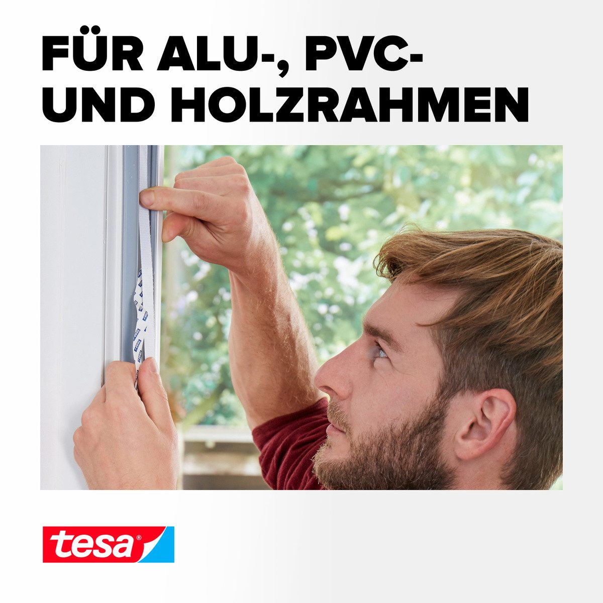 tesa Insektenschutz-Fensterrahmen Insect Stop COMFORT selbstklebendes Klettband Ersatzrolle, 5,6m, (Packung, 1-St., Selbstklebendes Klettband), Klettband zur bohrfreien Fixierung am Fenster für Fliegengitter - weiß