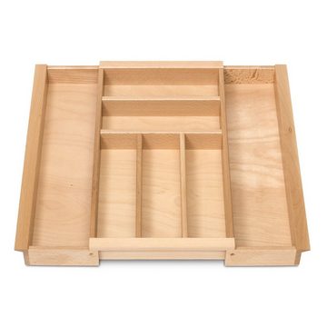SO-TECH® Besteckeinsatz ORGA-BOX III BUCHE ausziehbar für Schubladenbreite 40 - 60 cm, z.B. in Nobilia Küchen ab 08/2012, Holz-Besteckkasten mit 5 - 7 Fächer