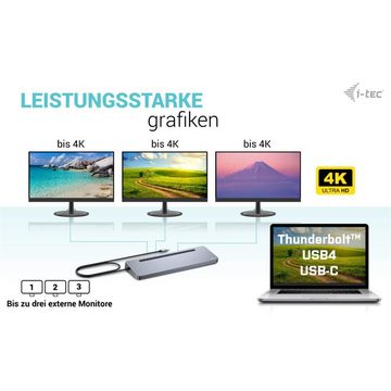 I-TEC Laptop-Dockingstation USB-C Metal Ergonomic 4K 3x Display mit PD 100W, + Universal Charger 100W