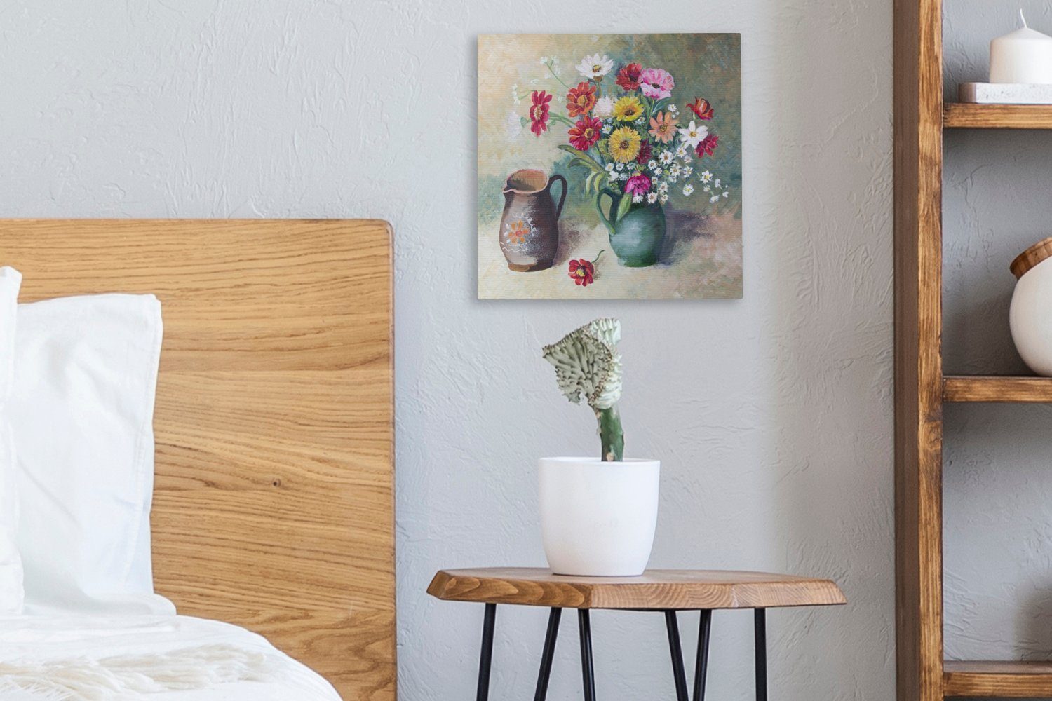OneMillionCanvasses® Leinwandbild Blumen - (1 Wohnzimmer - Bilder St), Farbe, Schlafzimmer Bunt für Leinwand