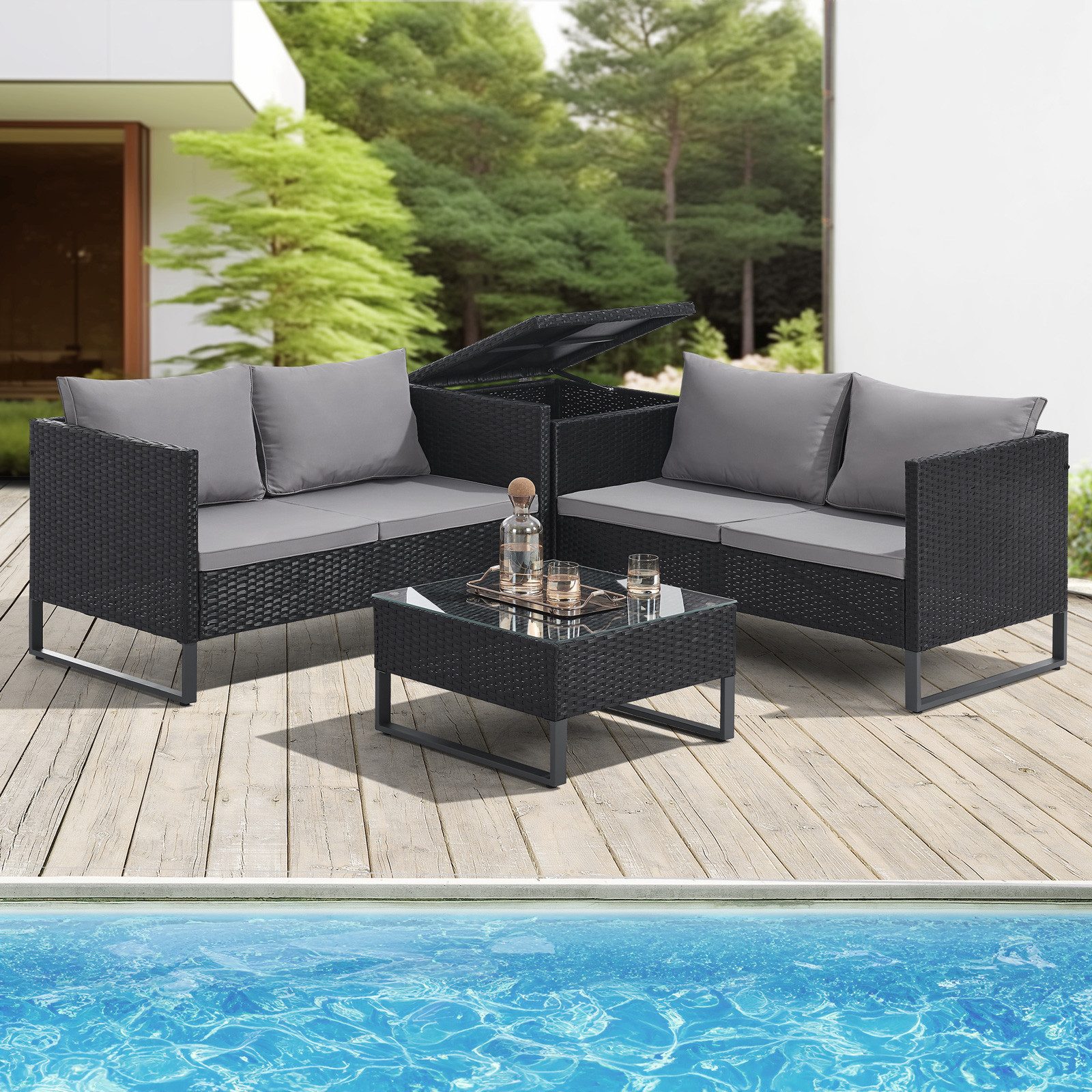 SVITA Gartenlounge-Set KANSAS, (Lounge-Set), Inklusive Kissenbox, günstig online kaufen