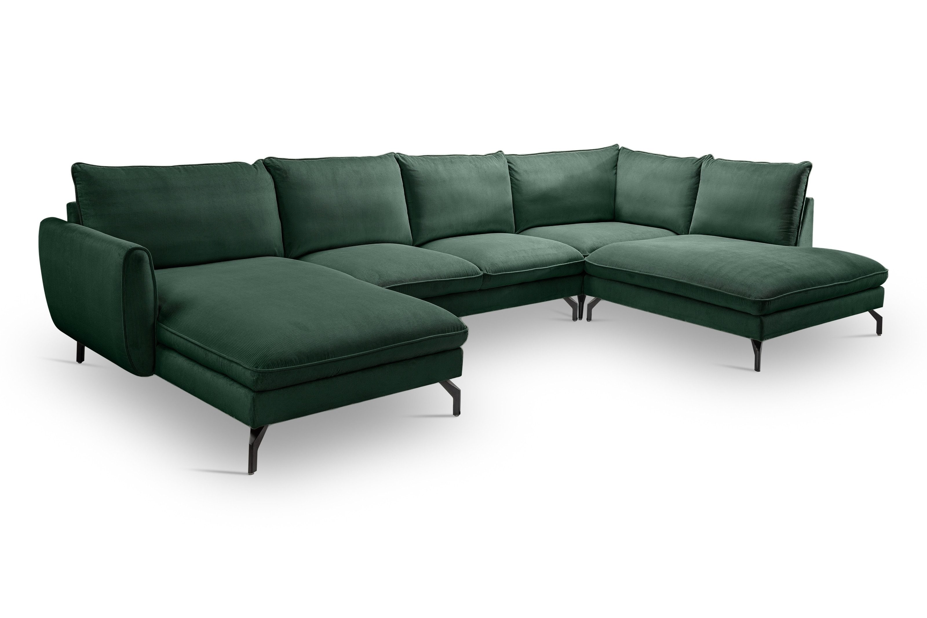 freiraum Ecksofa Ecksofa >Toronto< in smaragdgrün, Kleincord - 361x87x202cm (BxHxT), in smaragdgrün, Kleincord - 361x87x202cm (BxHxT)