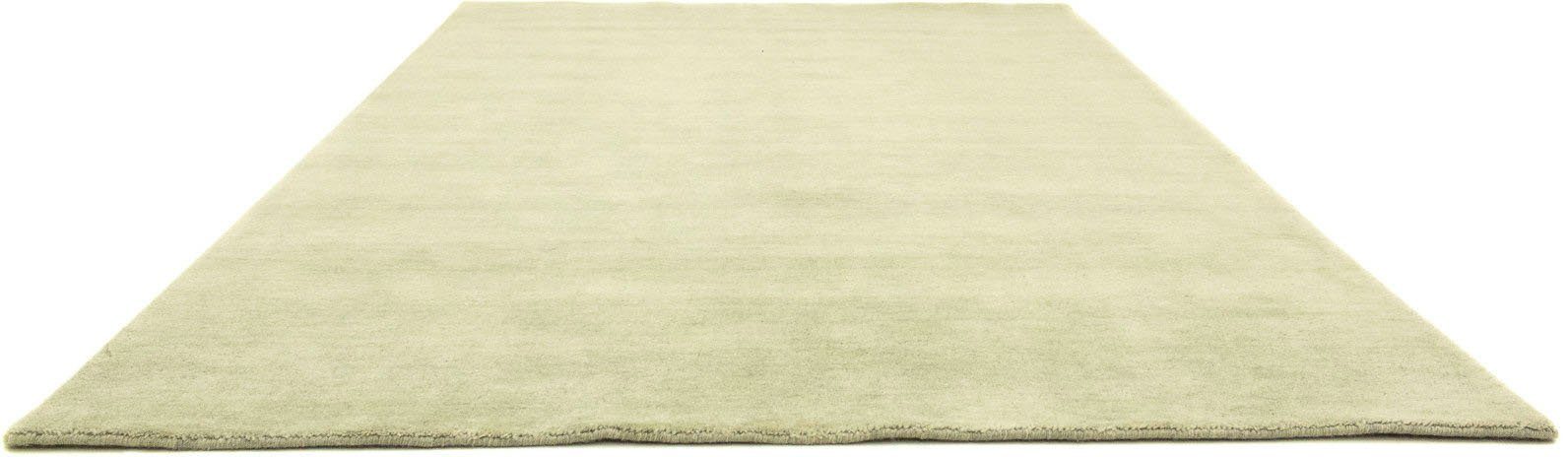 Wollteppich GABBEH FEIN UNI, morgenland, rechteckig, Höhe: 18 mm, reine Schurwolle, uni, Wohnzimmer silberfarben | Kurzflor-Teppiche