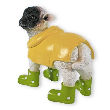colourliving Tierfigur Gartenfigur Schaf mit Gummistiefeln in grün Deko, Handbemalt, Wetterfest, Witzige Deko
