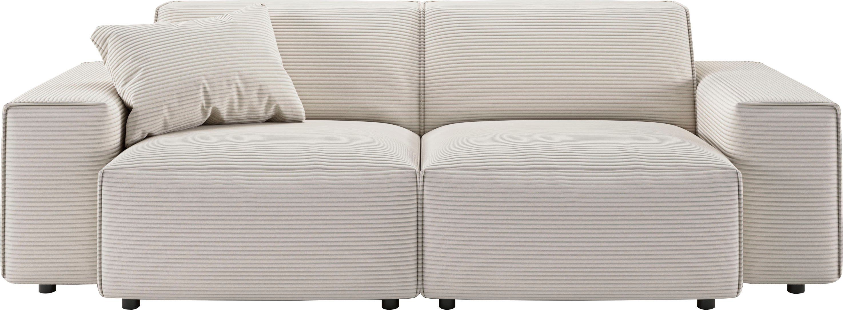 Home affaire 2,5-Sitzer Glimminge Breite 214cm, auch in Breitcord, Feincord + Easy care-Bezug, besondere Kedernähte, Zierkissen