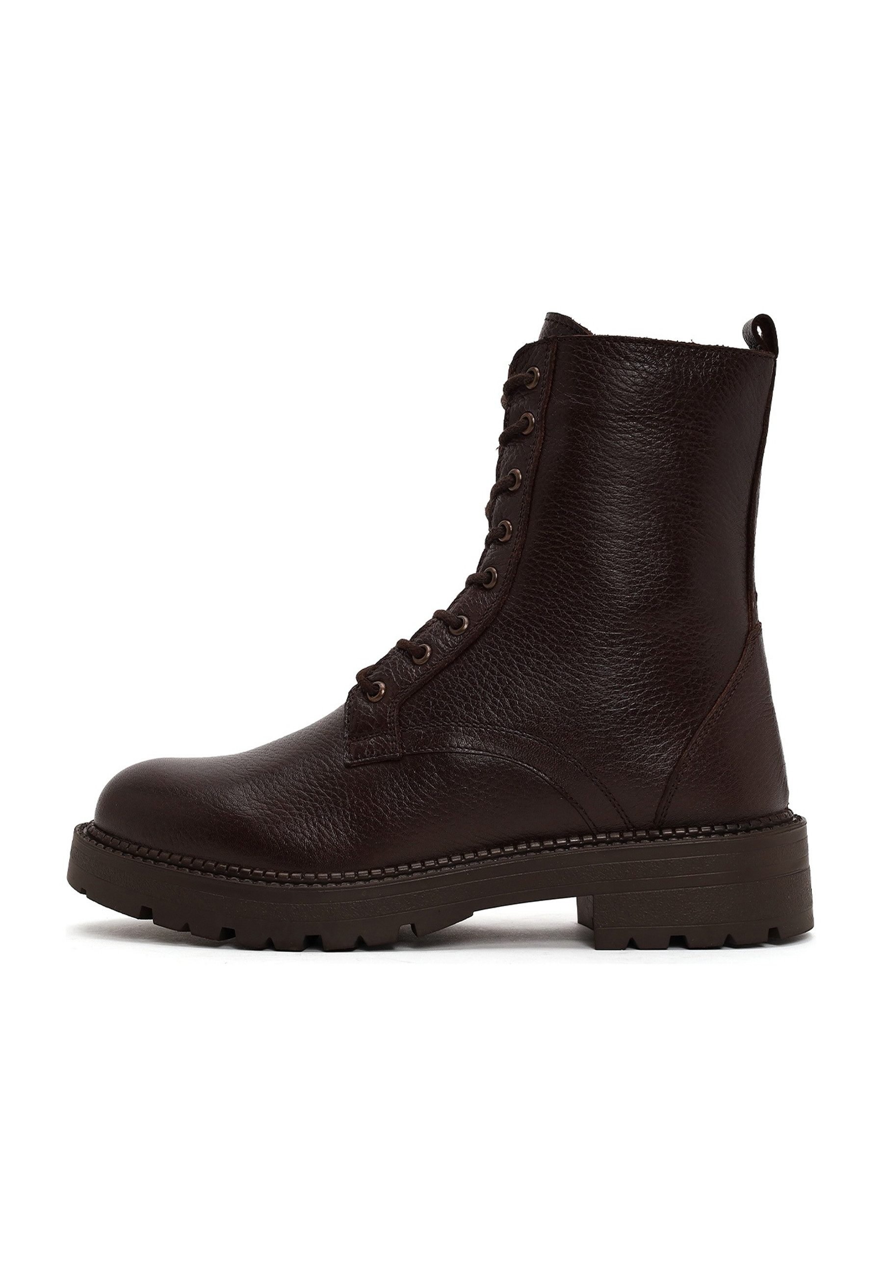 Derimod Echtleder Schnür-Combat-Boots Ankleboots Echtes Leder, Thermo-Sohle, Schnürverschluss, Kampfstiefel-Stil