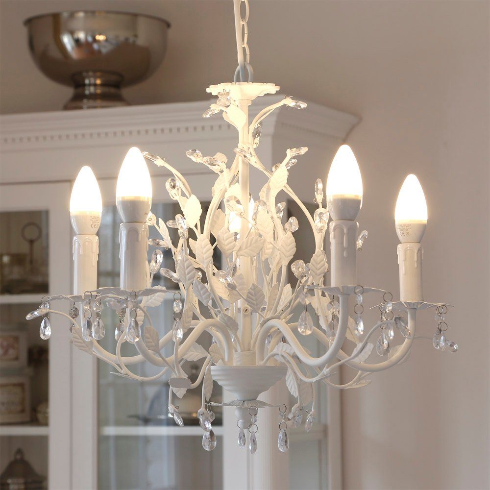 Grafelstein Kronleuchter 5-armiger Kronleuchter LEAVES weiß mit Blättern un günstig online kaufen