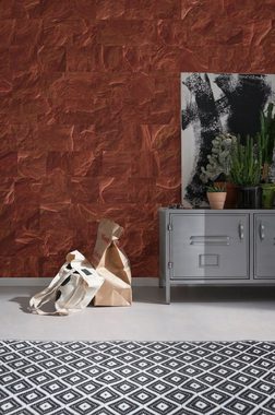 Komar Vliestapete Red Slate Tiles, 400x280 cm (Breite x Höhe)