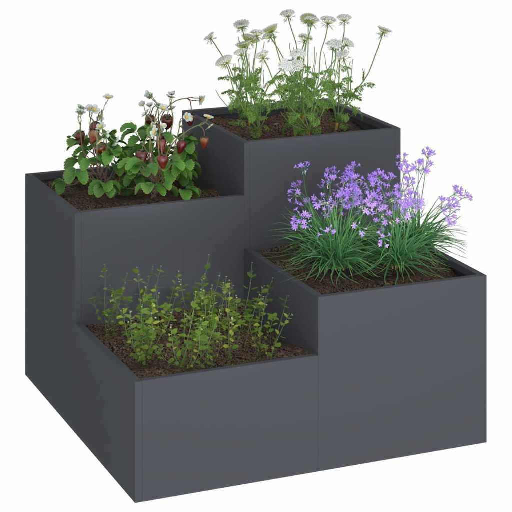 vidaXL Blumentopf Gartenblumentopf Anthrazit 80 x 80 x 60 cm Stahl (1 St)