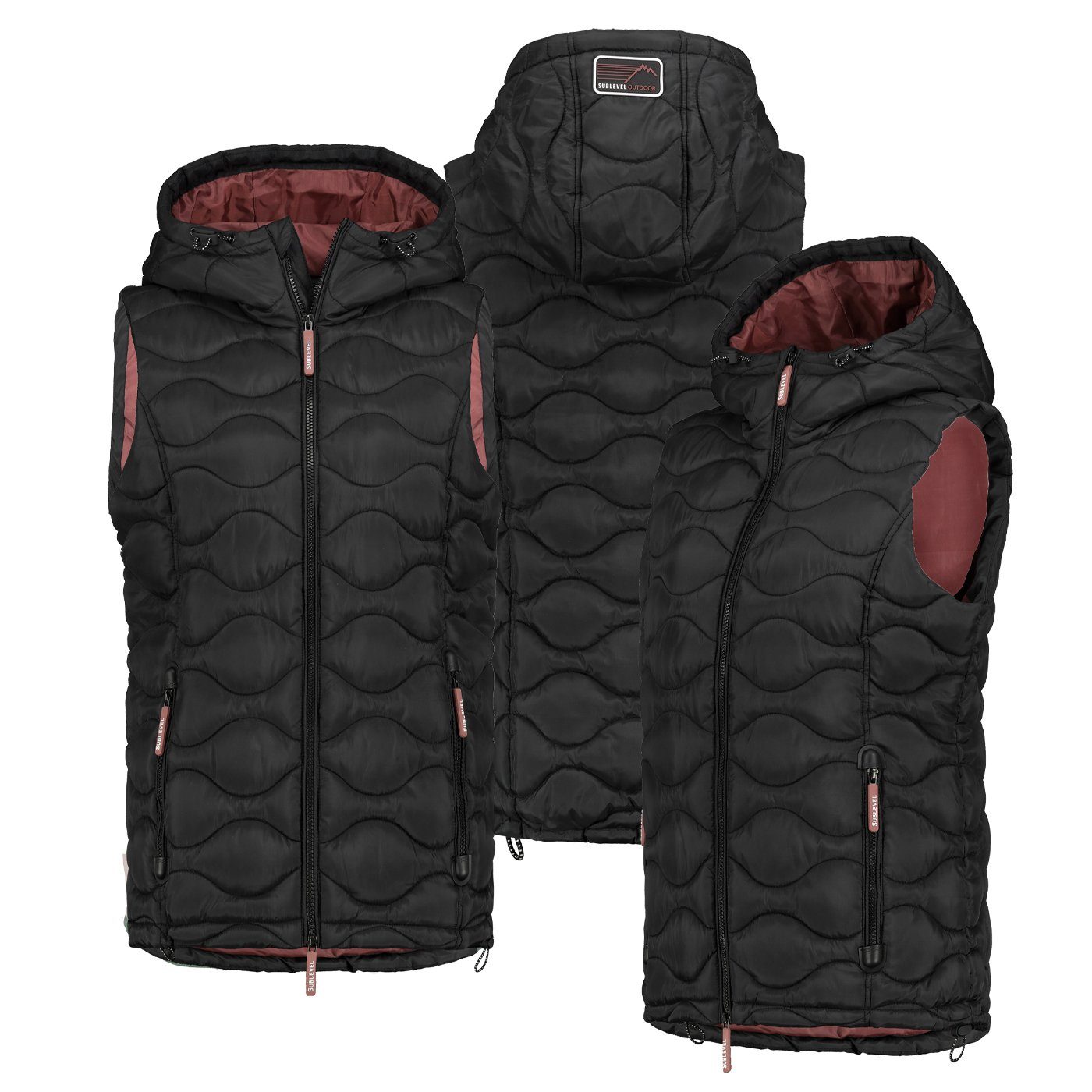 SUBLEVEL Steppweste Stepp weste Kapuze Übergangs Herbst Frühlings Windbreaker bodywarmer