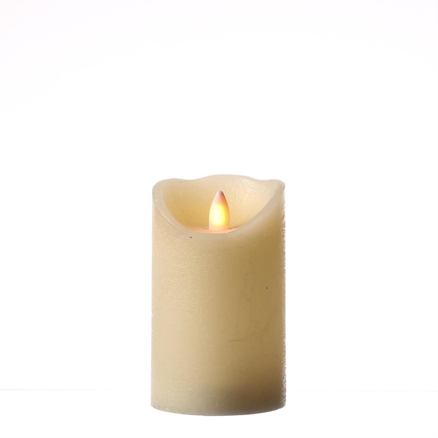 LED-Kerze GLOW Echtwachs flackernde tanzende Flamme glimmend 12,5cm Timer creme