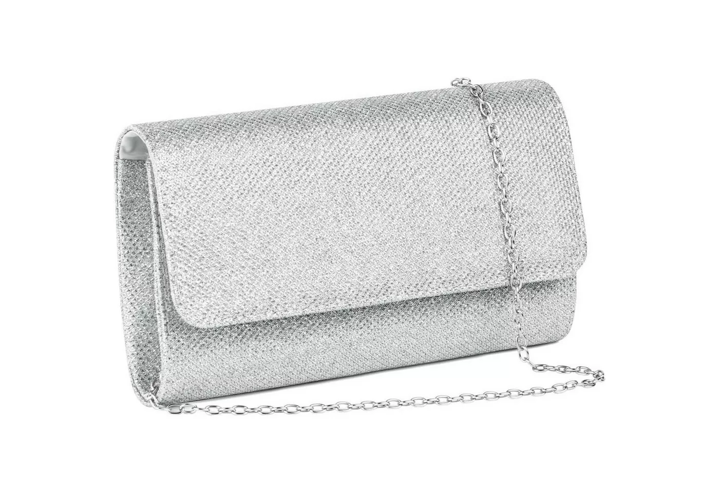 LuxusKollektion Abendtasche Kettentasche Clutch Damen Glitzer Abendtasche Hochzeit Silber A