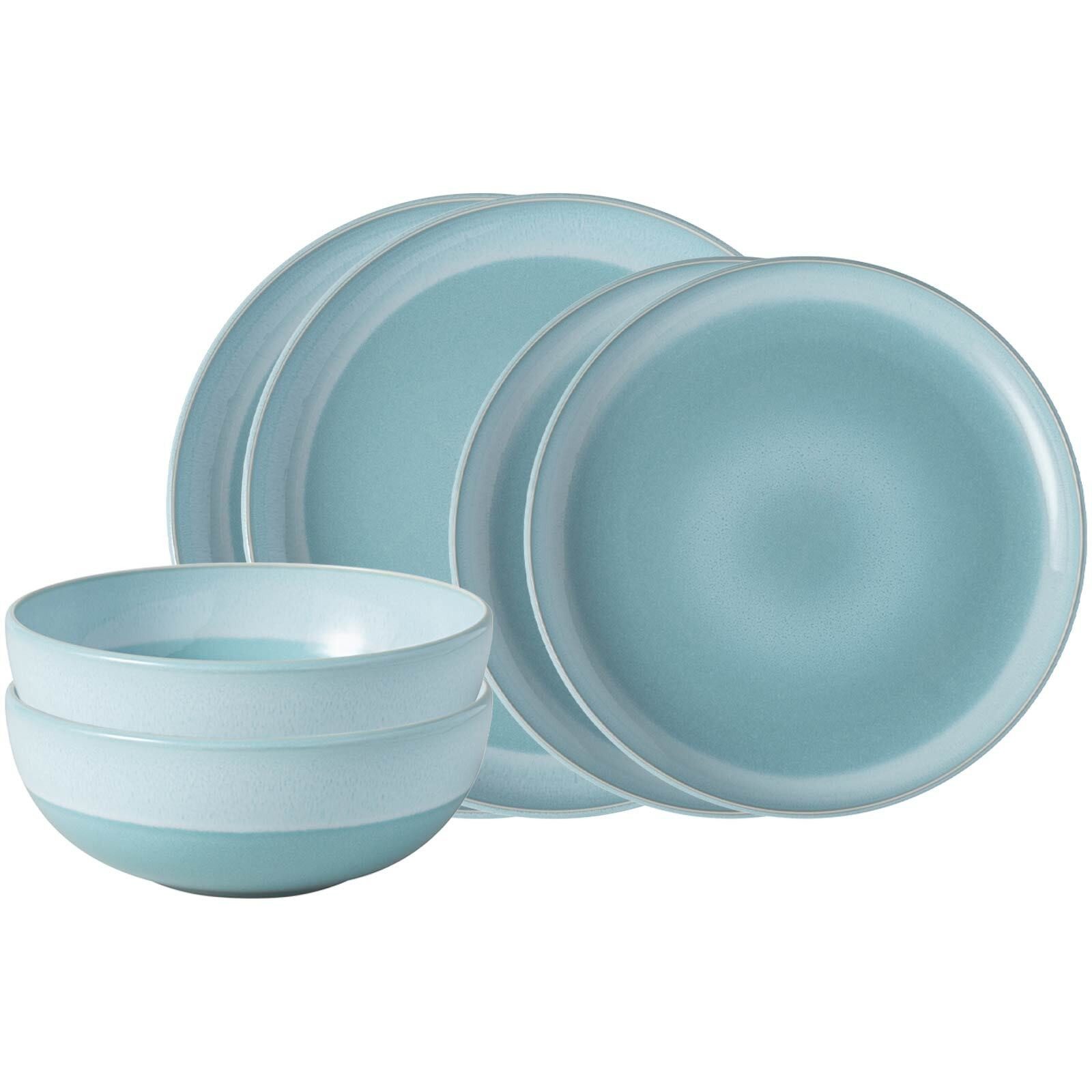 like. by Villeroy & Boch Kombiservice Perlemor Aqua Basic-Set 6er Set (6-tlg), 2 Personen, Porzellan