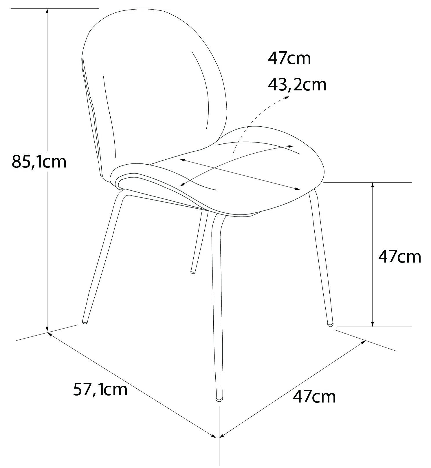 Rücken Sitz cremefarben (1 Gestell, messingfarbenenes Esszimmerstuhl gepolstert, Cosmopolitan Sitzhöhe Astor und by CosmoLiving St), 47 cm