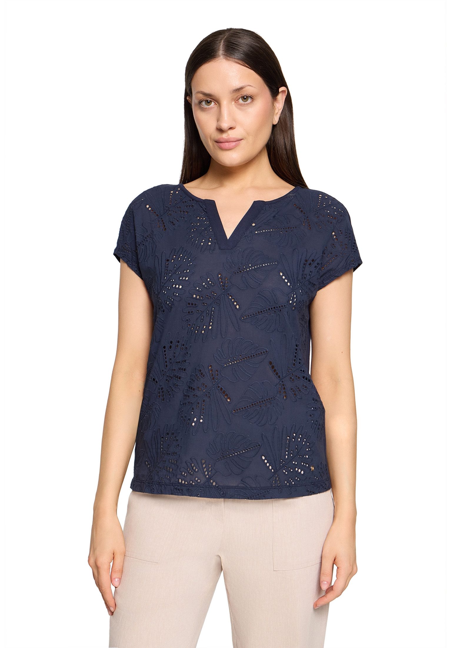 Kurzarmshirt Damen mit V-Ausschnitt