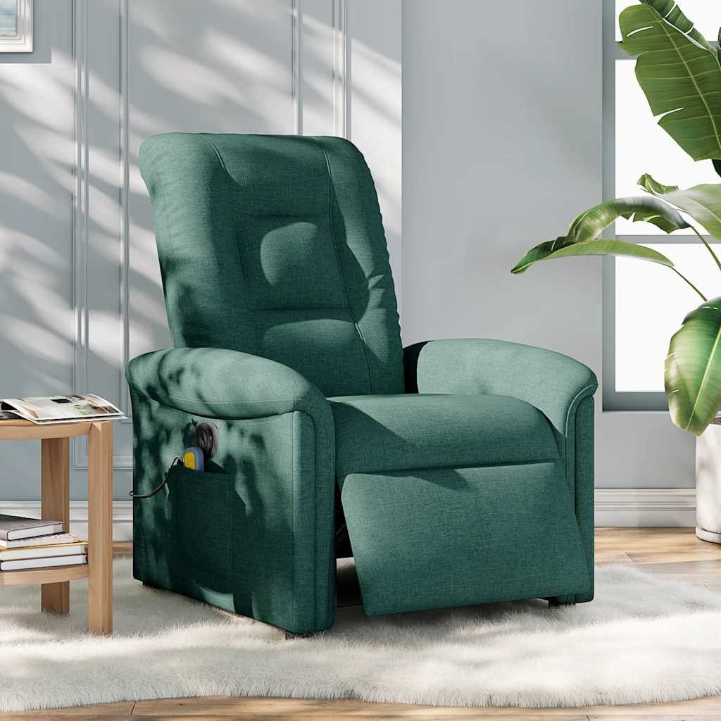 vidaXL Sessel Massagesessel Elektrisch Dunkelgrün Stoff günstig online kaufen