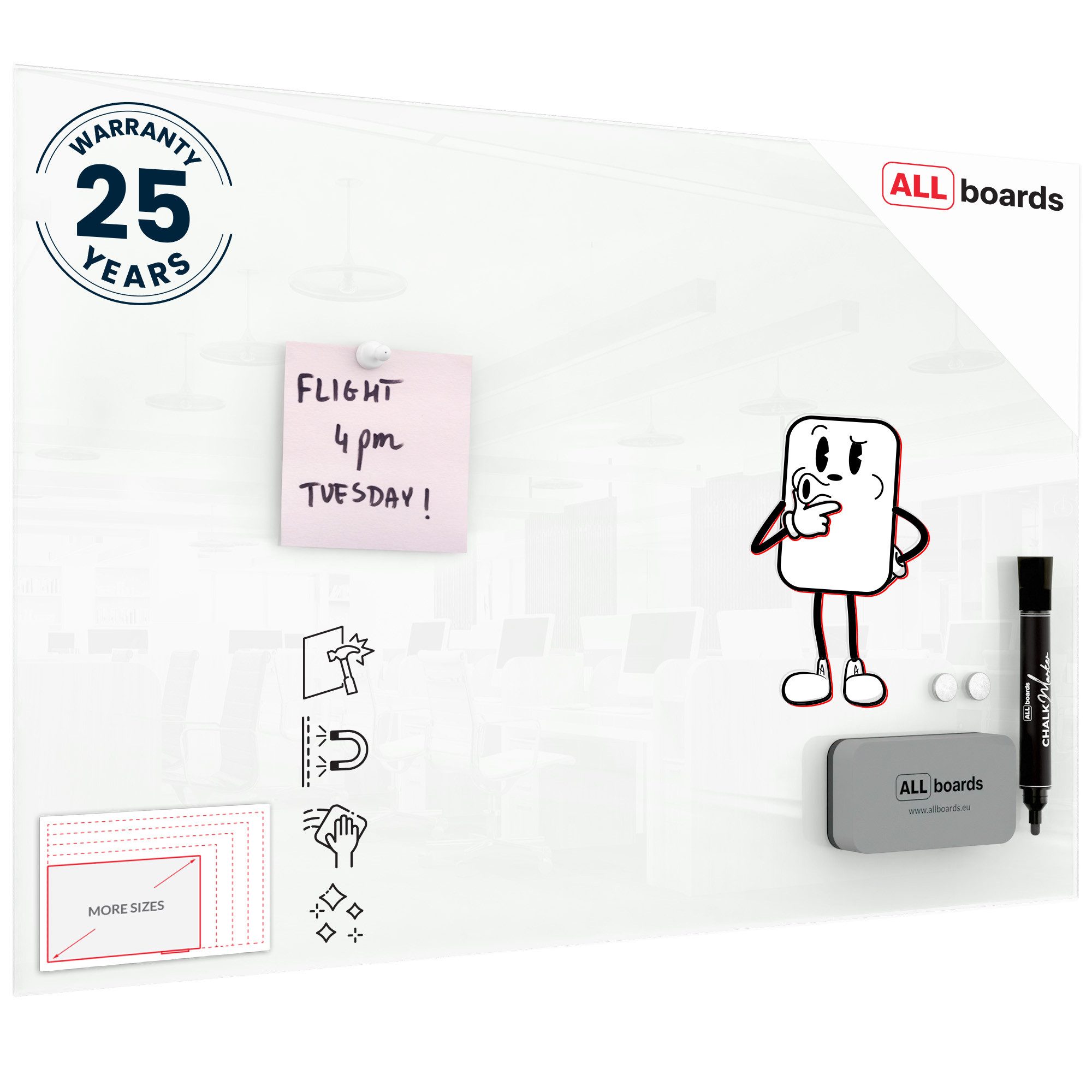 ALLboards Memoboard ALLboards Glastafel Whiteboard Magnettafel Memoboard